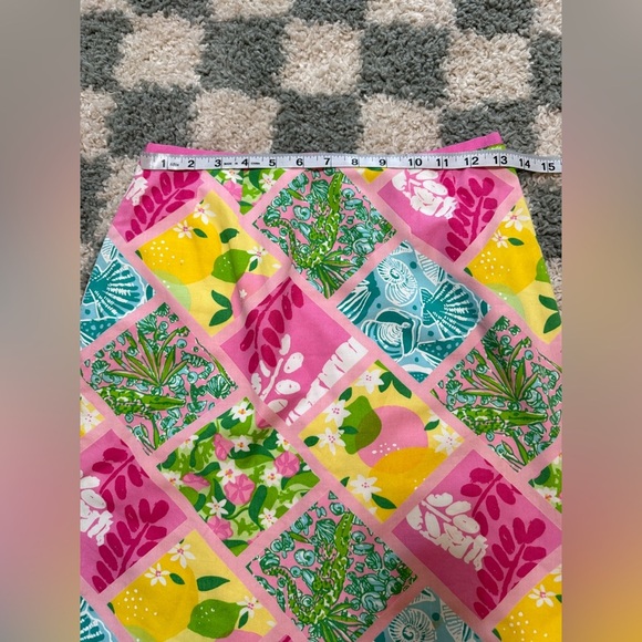 LILLY PULITZER 90s/Y2K Pink Tile Patch Vintage Skirt Alligator Lemon Seashell 2 - Picture 9 of 14
